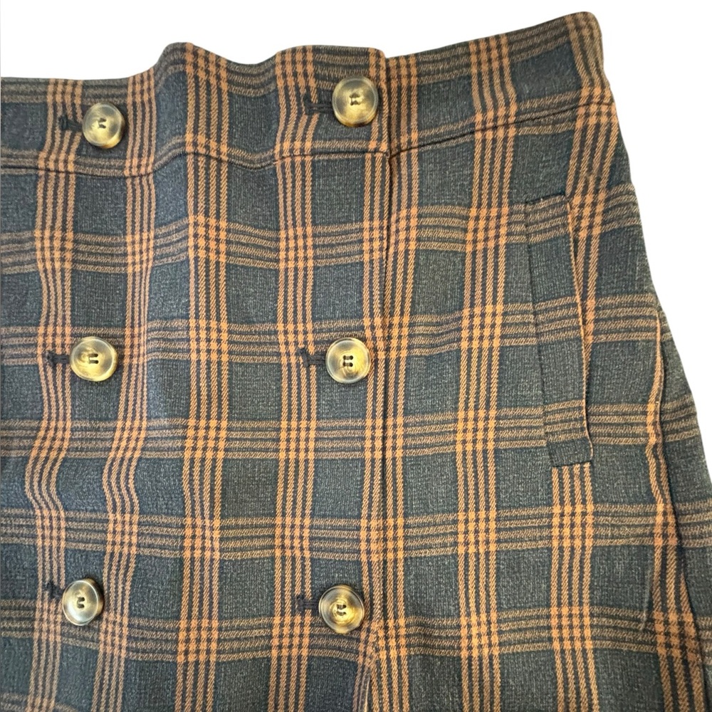 Madewell Plaid Mini Skirt in Brown/Black Double Breasted Button Detail Size M - Picture 3 of 8